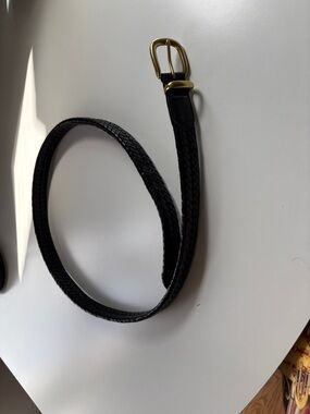 Coach Black Braided Leather Belt with Brass Buckle length 48 inches